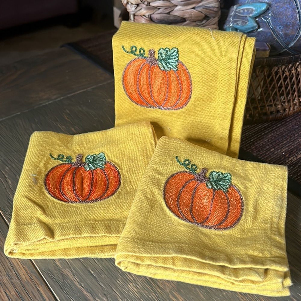 table napkins pier one embroidered pumpkins